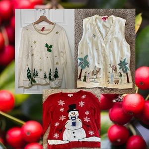 3 Large Women's Christmas/Holiday Sweaters